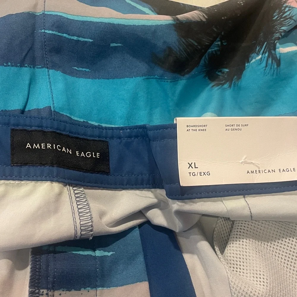 American Eagle Outfitters Swim Boardshorts. Blue and Pink Palm Print Size XL NWT
